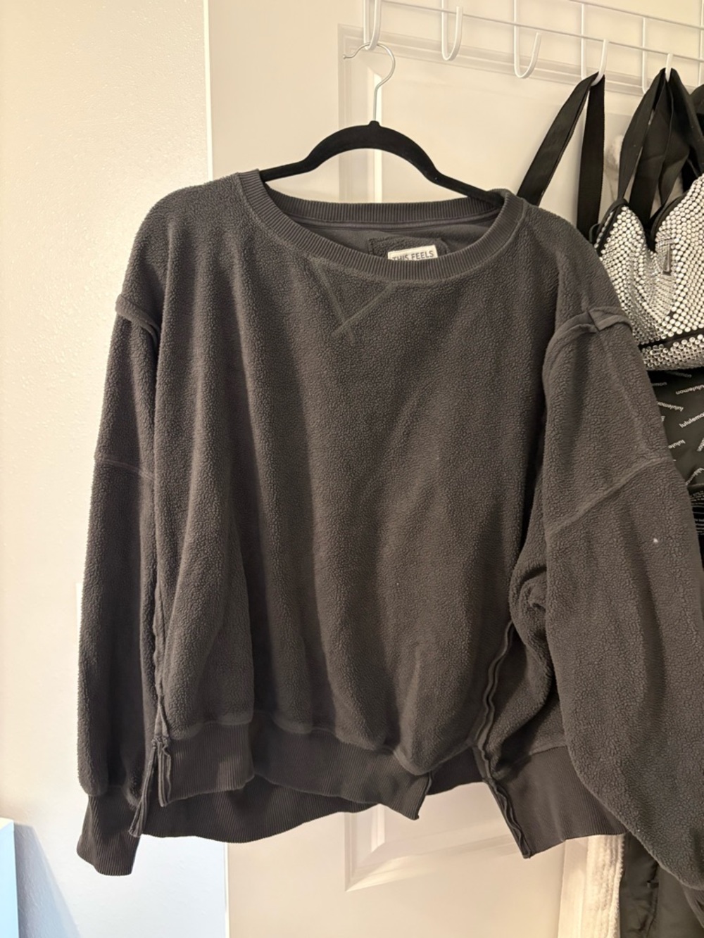 aerie Charcoal Gray Plush Crewneck Sweatshirt